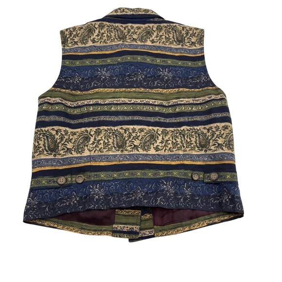 Talbots Vintage 90s Womens Vest Size S Paisley & Stripes Pattern Sleeveless Butt - Picture 4 of 5